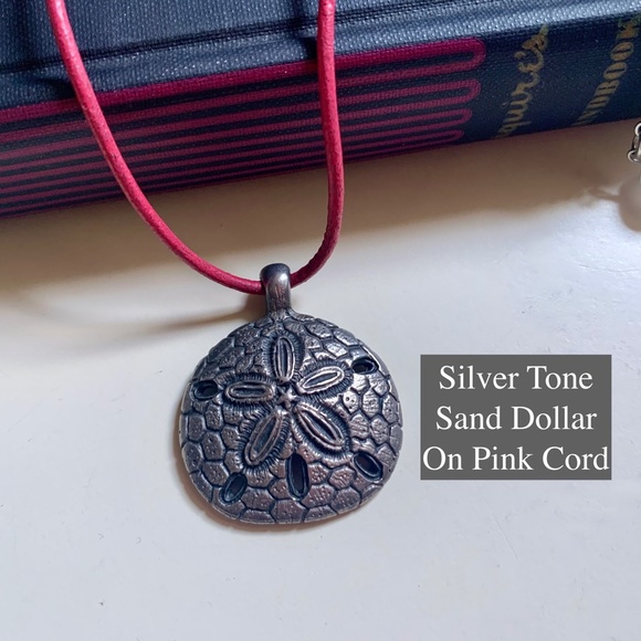 3 Necklaces - Rose Quartz & Moon - Silver Tone Sand Dollar & Golden Cowie Shell - Picture 4 of 5